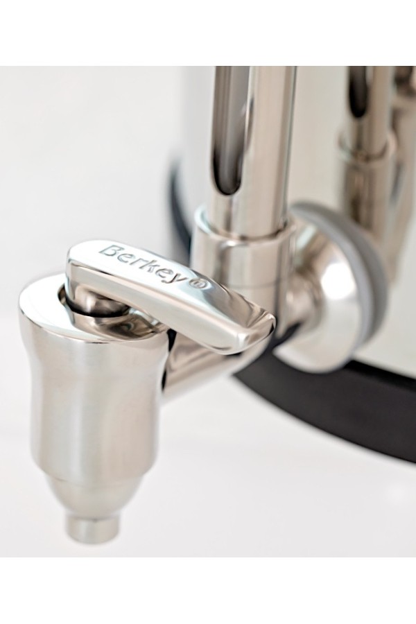 ROBINET BERKEY EN INOX AVEC TÉMOIN DE NIVEAU : Modèle pour Royal Berkey  - Vue du logo (Réf. : BKY-SS-WVS-10).